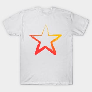 A Simple Stars, Abstract Brush, Red and Orange T-Shirt